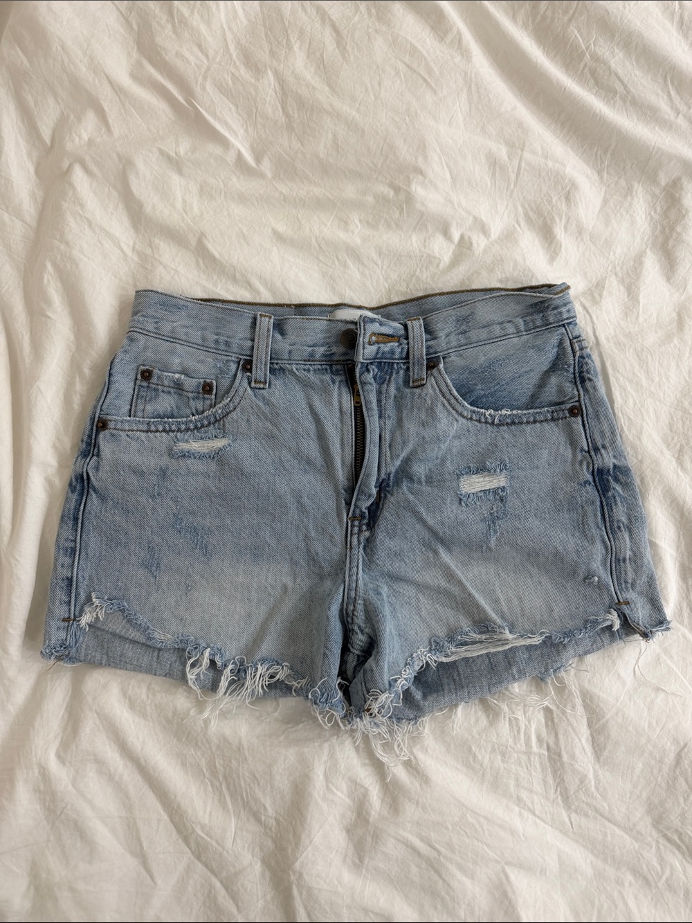 Pistola Light Wash Distressed Denim Shorts